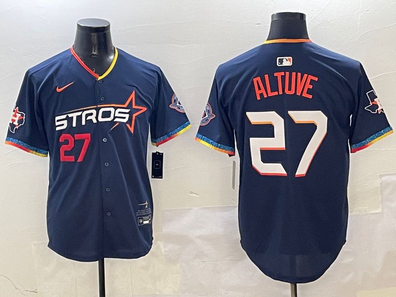 Men Houston Astros #27 Altuve Drak Blue Fourth generation Joint Name 2025 Nike MLB Jersey style 3->houston astros->MLB Jersey
